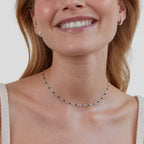 Mila Black Bead Silver Necklace - view 3
