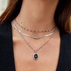Mila Black Bead Silver Necklace - view 5