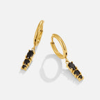 Bianca Obsidian Drop Hoop Earrings - view 1