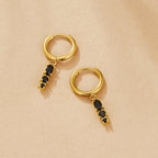 Bianca Obsidian Drop Hoop Earrings - view 3