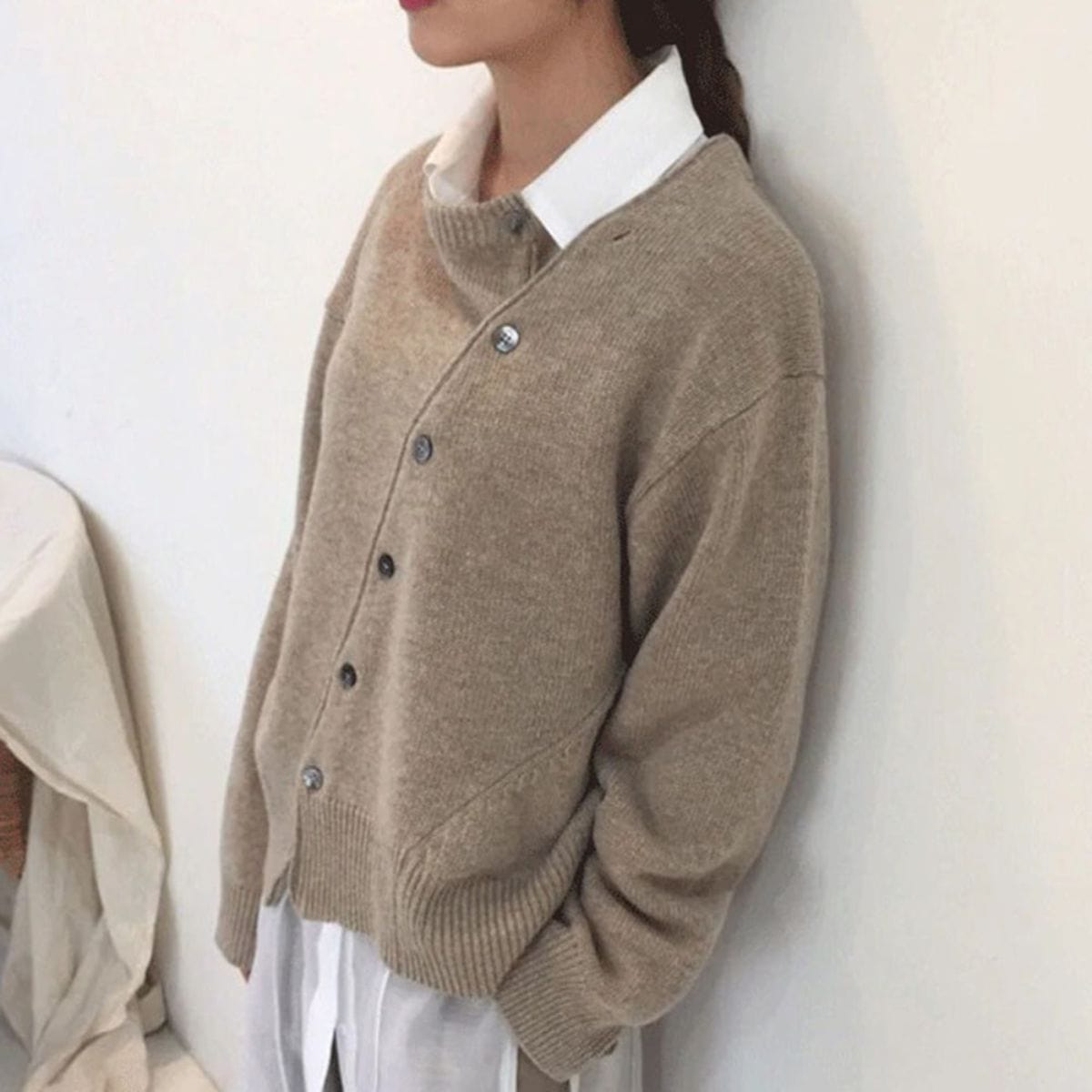 Jolie Relaxed Button-Up Knit Cardigan Sweater - view 1