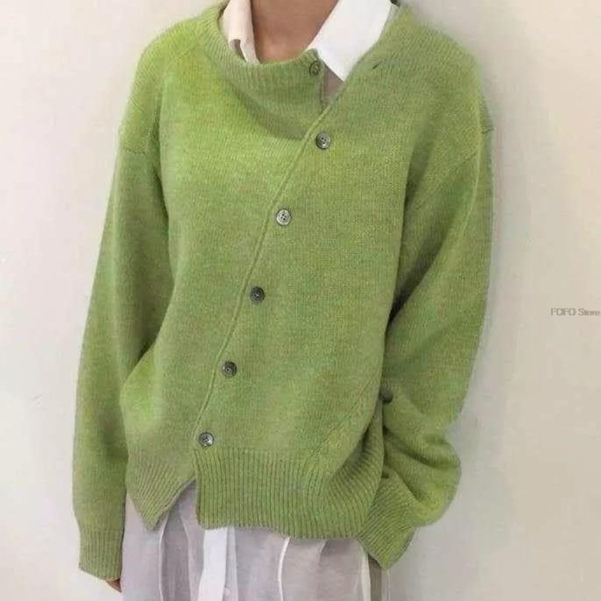 Jolie Relaxed Button-Up Knit Cardigan Sweater - view 2