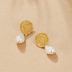 Carys Pearl Blossom Drop Earrings - view 1
