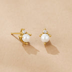 Dalia Pearl And Crystal Stud Earrings - view 3