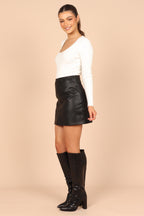 Carly Black Faux Leather Mini Skirt - view 6