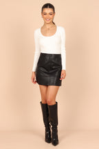 Carly Black Faux Leather Mini Skirt - view 7