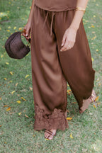 Fallon Chocolate Viola Drawstring Wide Leg Pant - view 1