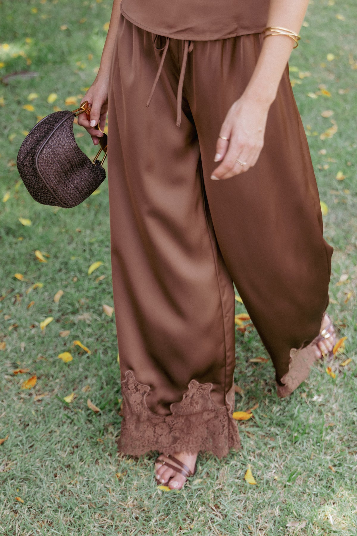Fallon Chocolate Viola Drawstring Wide Leg Pant - view 1
