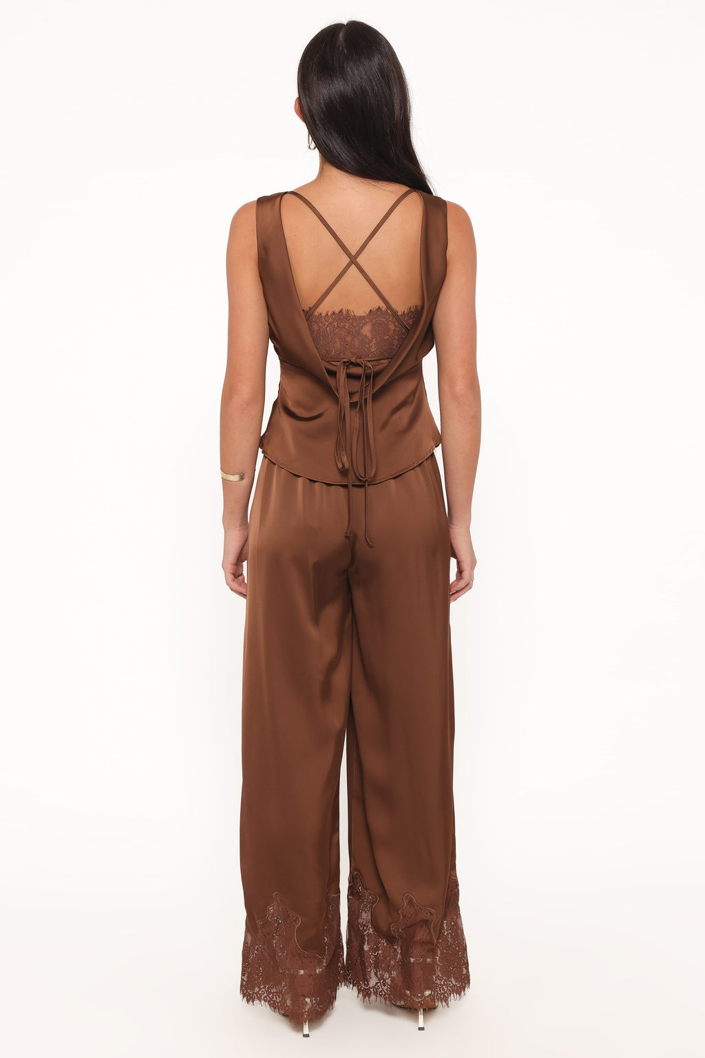 Fallon Chocolate Viola Drawstring Wide Leg Pant - view 5