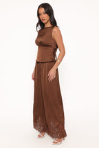 Fallon Chocolate Viola Drawstring Wide Leg Pant - view 4