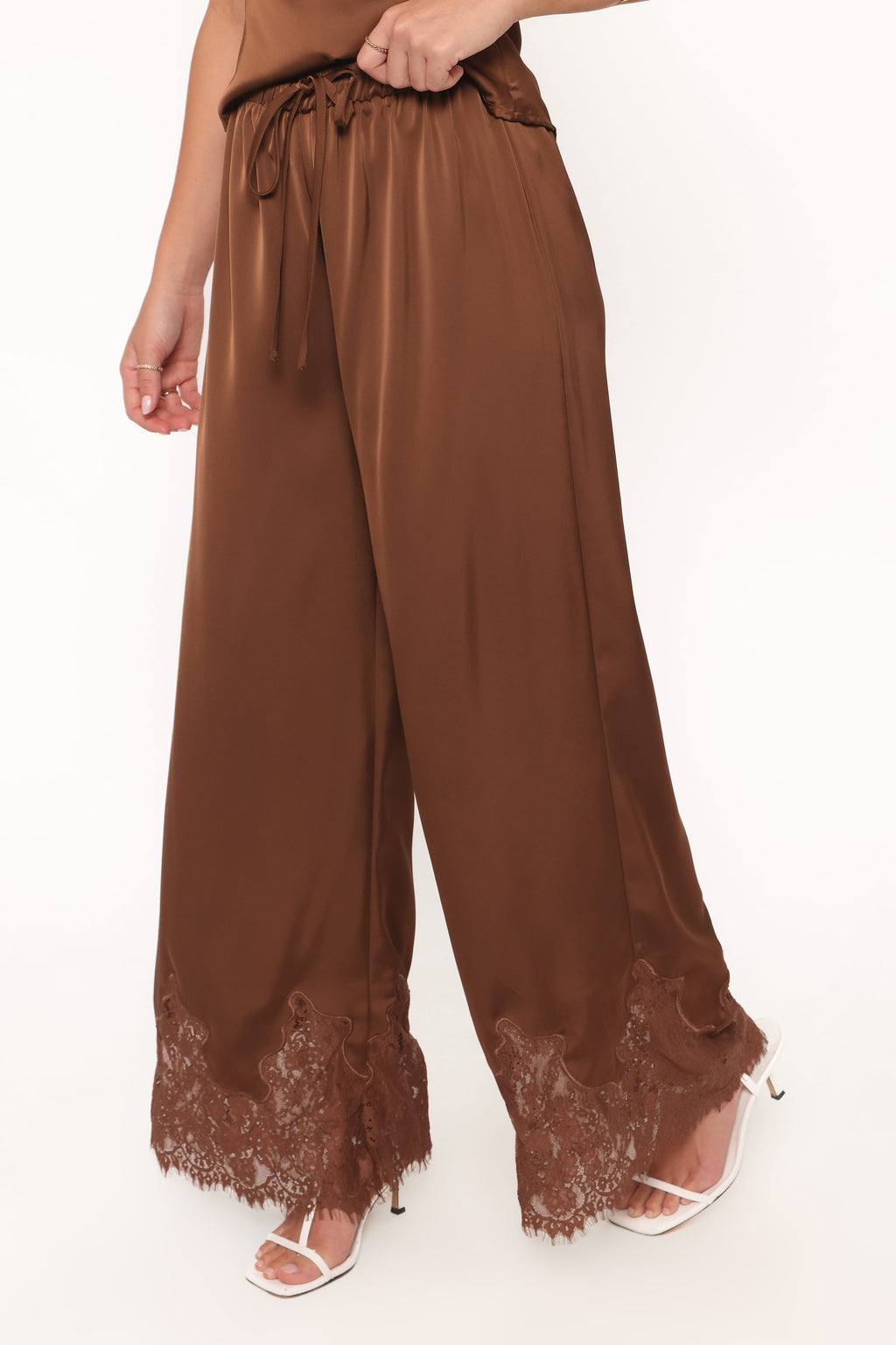 Fallon Chocolate Viola Drawstring Wide Leg Pant - view 3