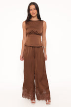 Fallon Chocolate Viola Drawstring Wide Leg Pant - view 2