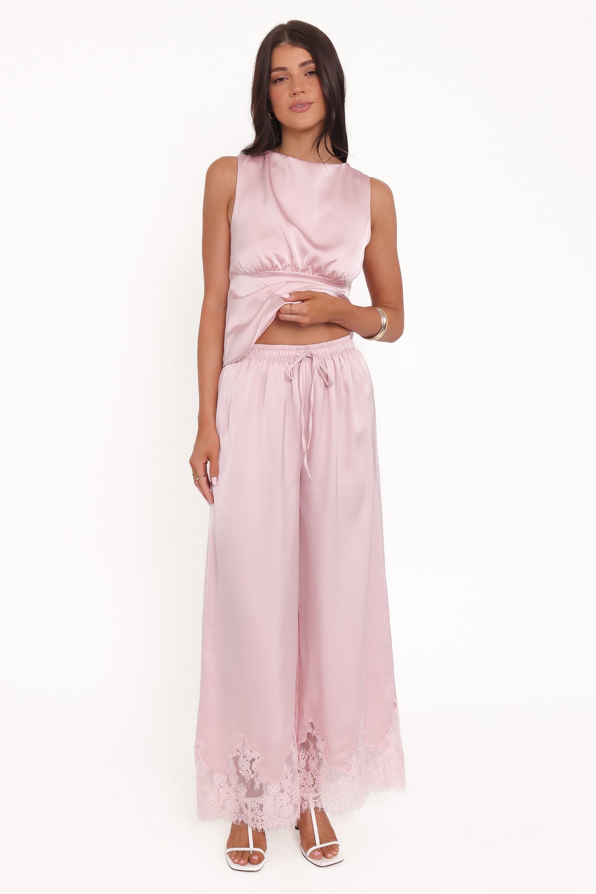Fallon Pale Pink Viola Drawstring Wide Leg Pant - view 6