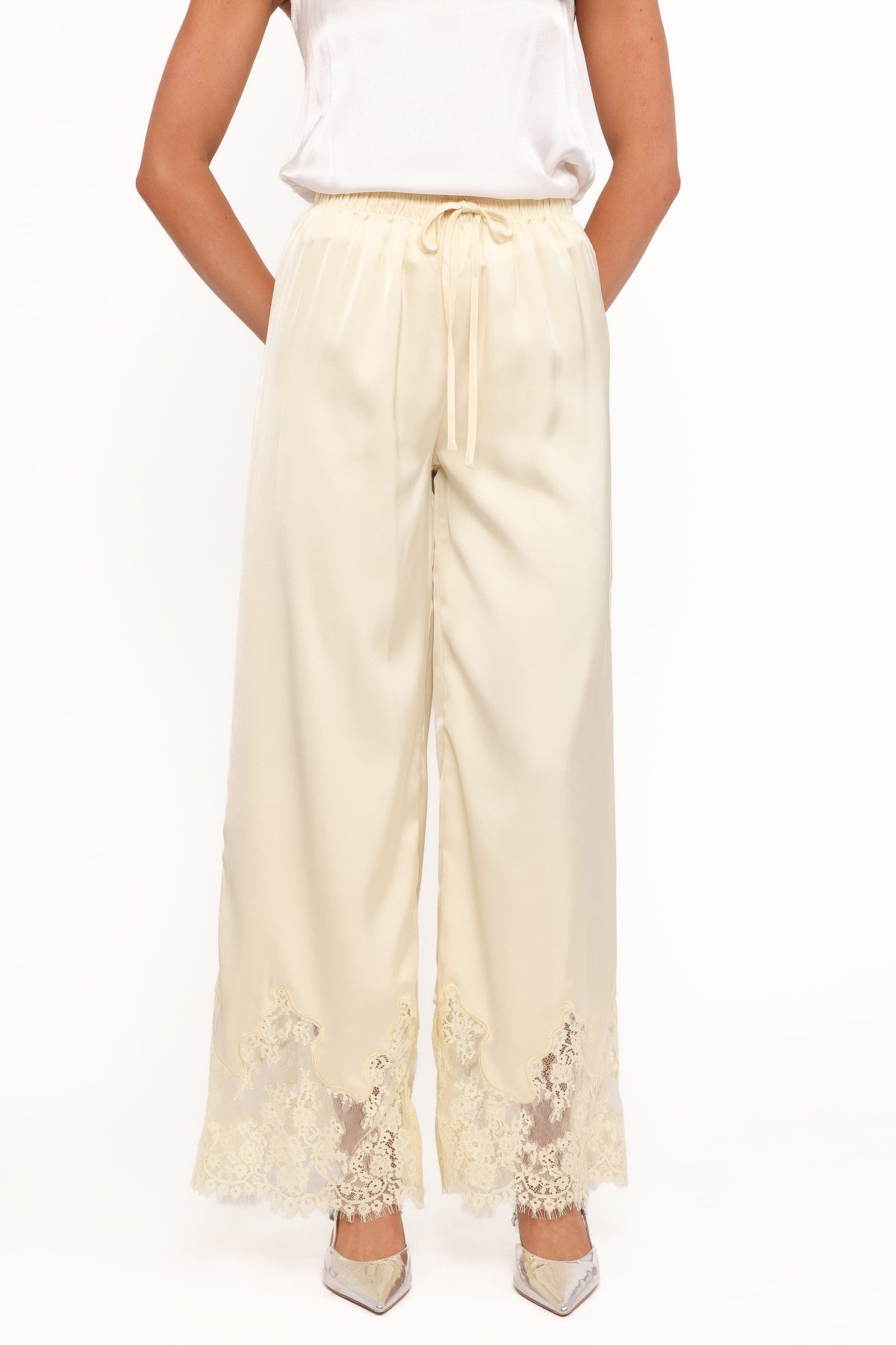 Fallon Yellow Viola Drawstring Wide Leg Pant - view 3