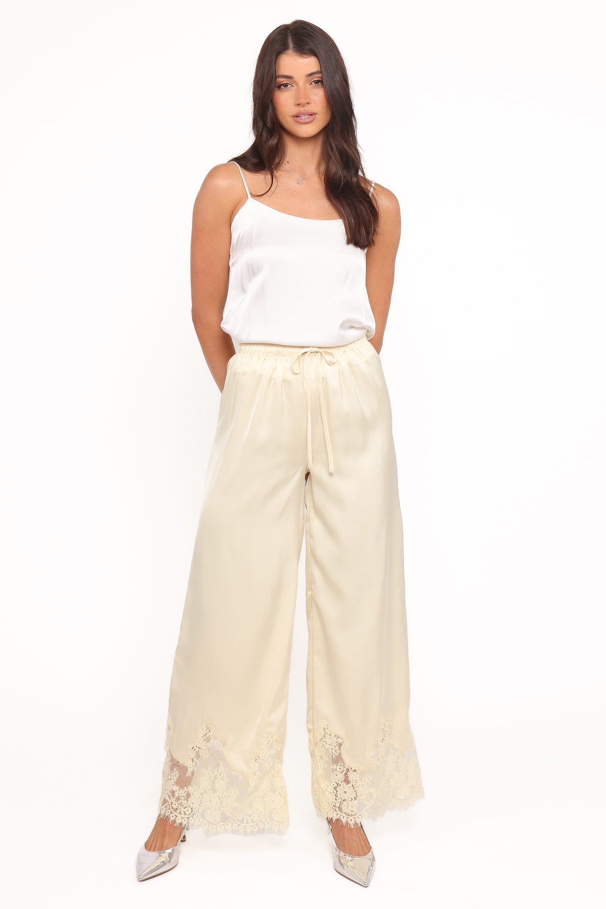 Fallon Yellow Viola Drawstring Wide Leg Pant - view 2