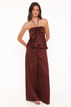 Vita Brown Satin Tailored Pant - view 5