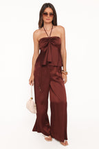 Vita Brown Satin Tailored Pant - view 1