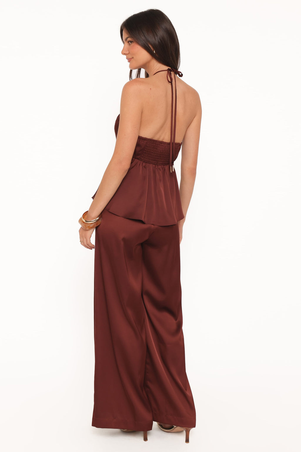 Vita Brown Satin Tailored Pant - view 4