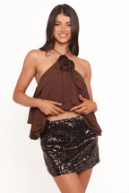 Zinnia Brown Sequin Mini Skirt - view 1