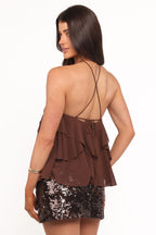 Zinnia Brown Sequin Mini Skirt - view 5