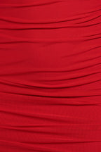 Austin Red Long Sleeve Mesh Overlay Mini Dress - view 6