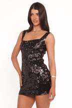Awhina Brown Sequin Floral Square Neck Mini Dress - view 4
