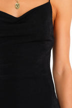 Dixie Black Shimmer Bodycon Midi Dress with Cowl Neck - view 8
