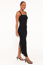 Eira Black Mesh Overlay Bodycon Maxi Dress - view 3
