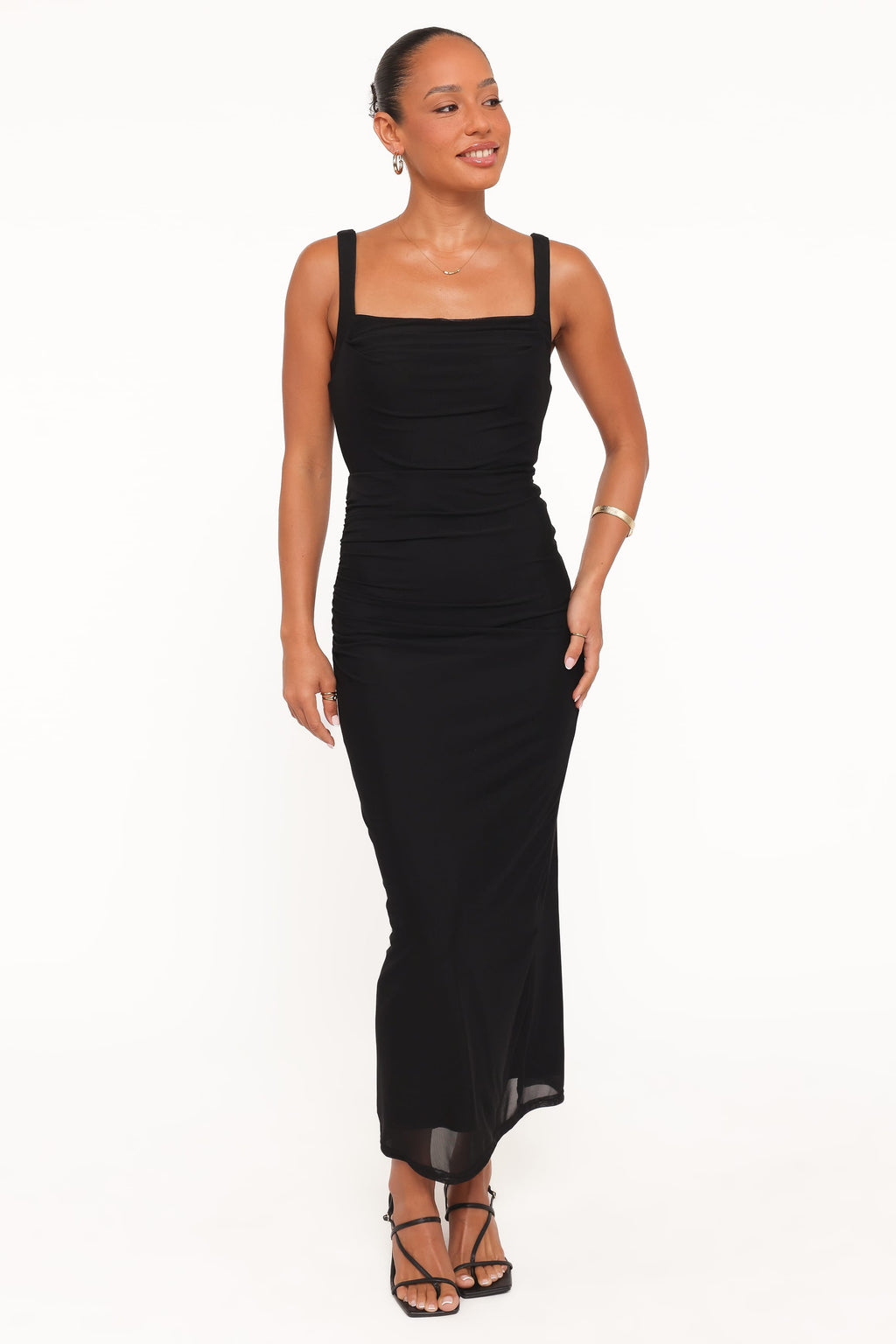 Eira Black Mesh Overlay Bodycon Maxi Dress - view 6