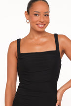 Eira Black Mesh Overlay Bodycon Maxi Dress - view 2