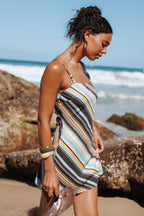Kosta Brown Retro Stripe Square Neck Mini Dress - view 1