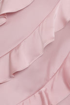 Valery Pink Satin Halterneck Ruffle Mini Dress - view 8