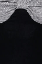 Wendelyn Black Velvet Square Neck Mini Dress with Silver Bow - view 6