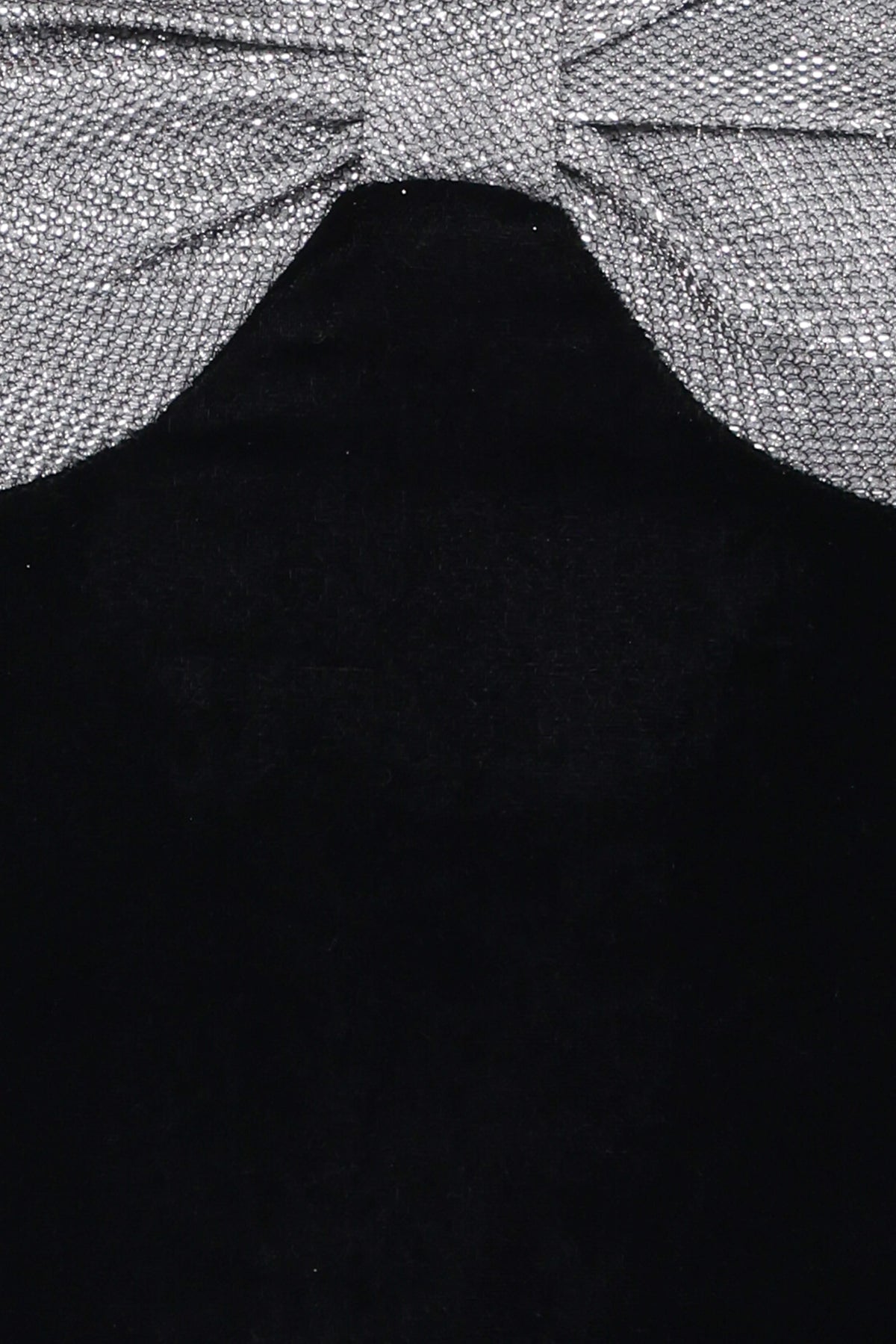 Wendelyn Black Velvet Square Neck Mini Dress with Silver Bow - view 6