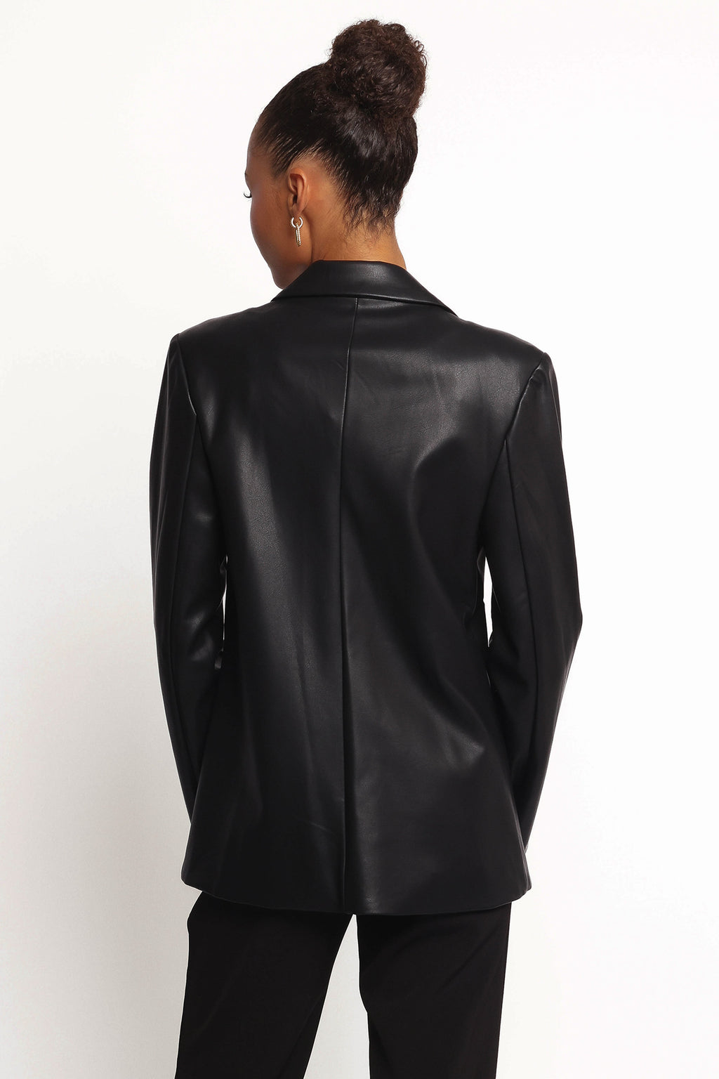 Jamie Black Faux Leather Blazer - view 6