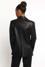 Jamie Black Faux Leather Blazer - view 6