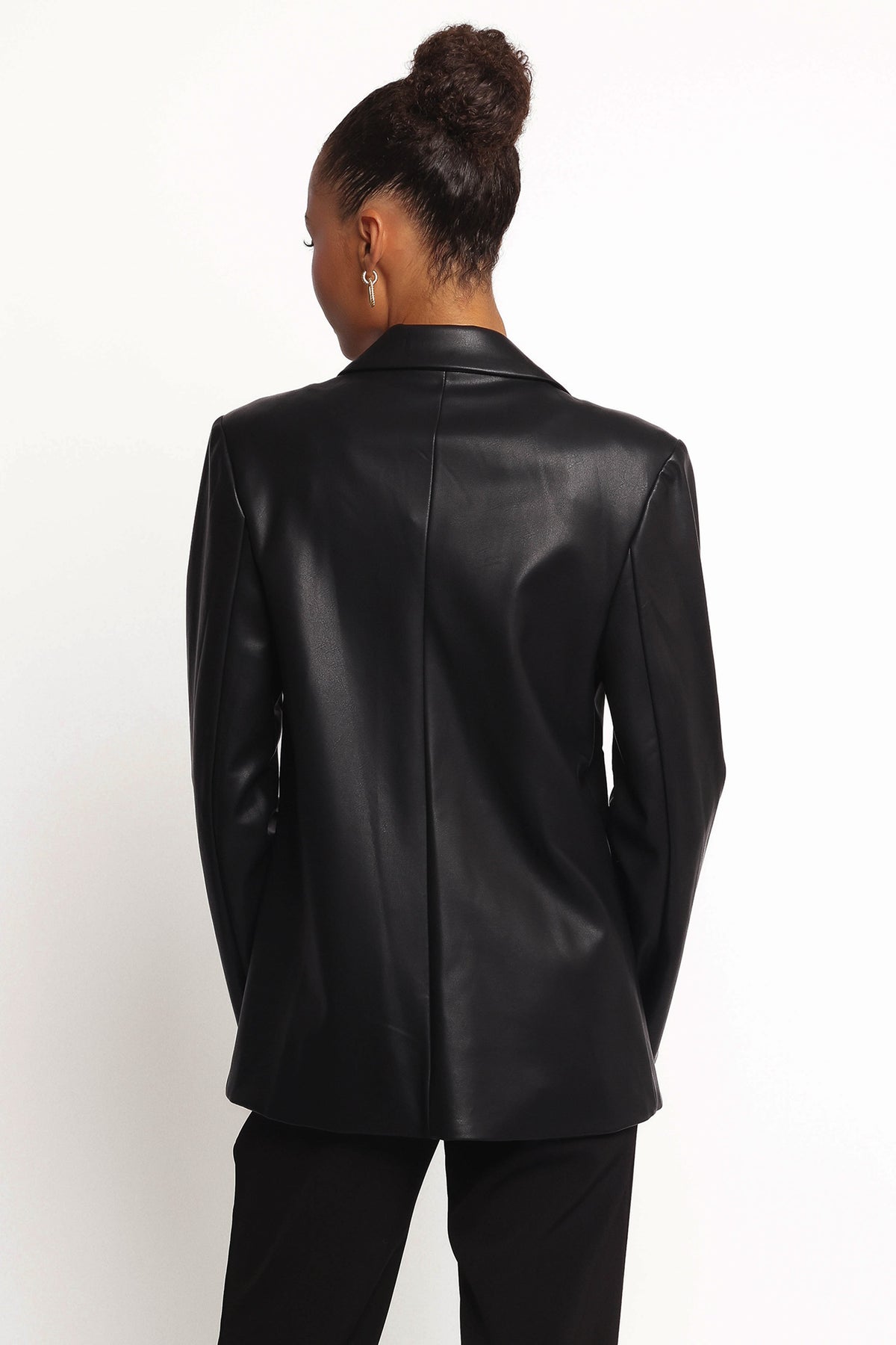 Jamie Black Faux Leather Blazer - view 6