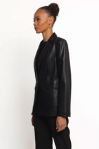 Jamie Black Faux Leather Blazer - view 5