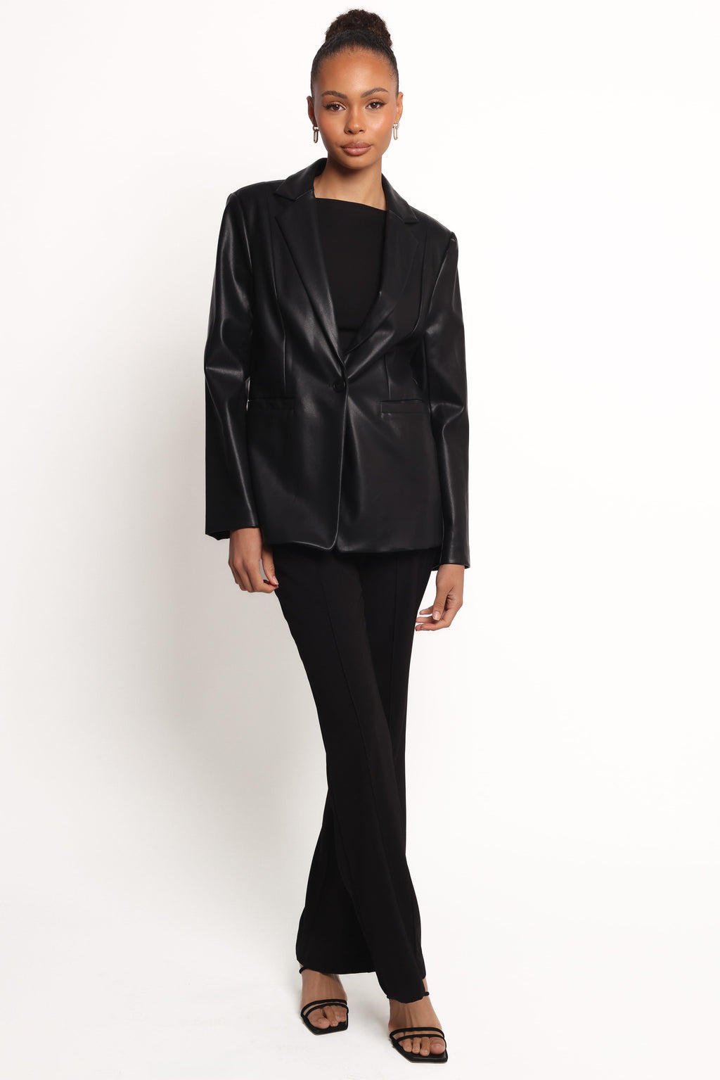 Jamie Black Faux Leather Blazer - view 2