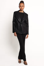 Jamie Black Faux Leather Blazer - view 2