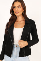 Spencer Black Faux Suede Moto Jacket - view 3
