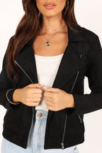 Spencer Black Faux Suede Moto Jacket - view 4