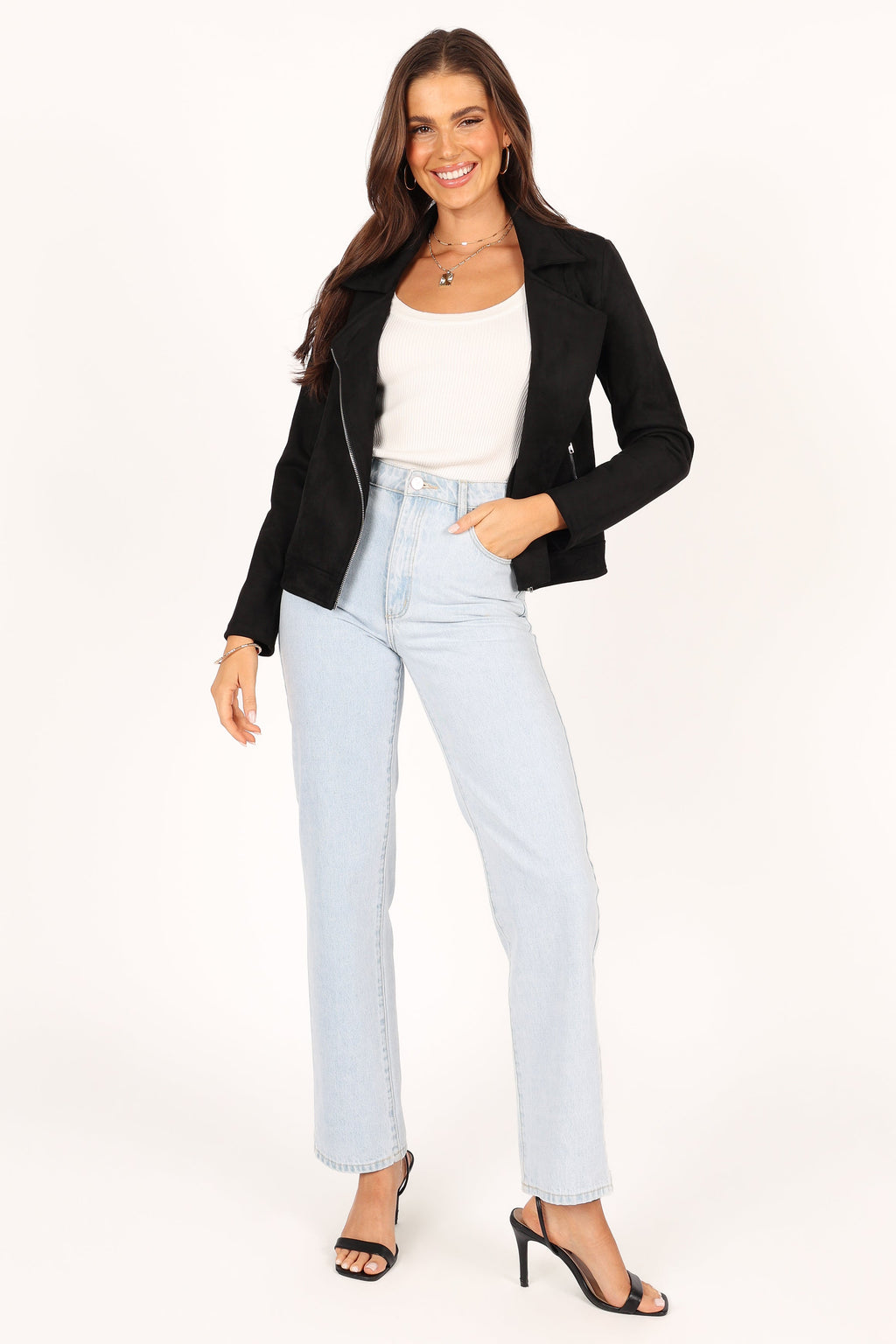 Spencer Black Faux Suede Moto Jacket - view 6