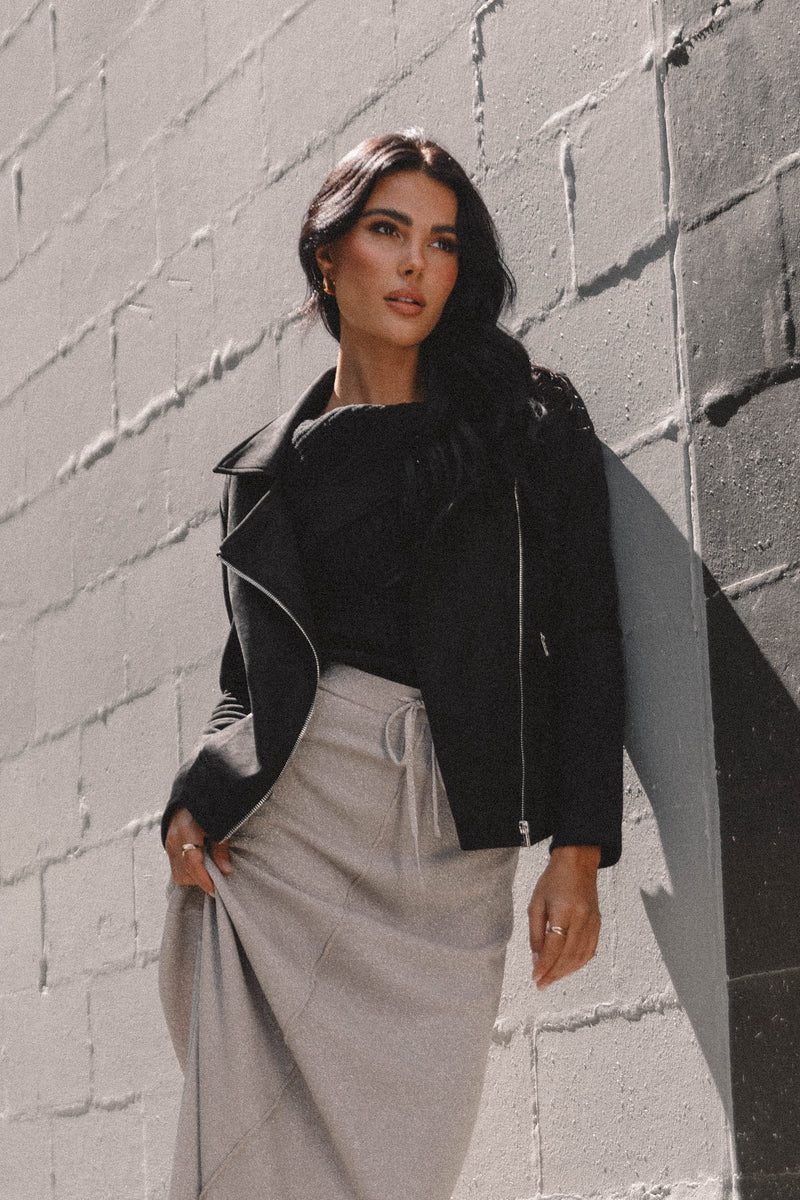 Spencer Black Faux Suede Moto Jacket - view 1
