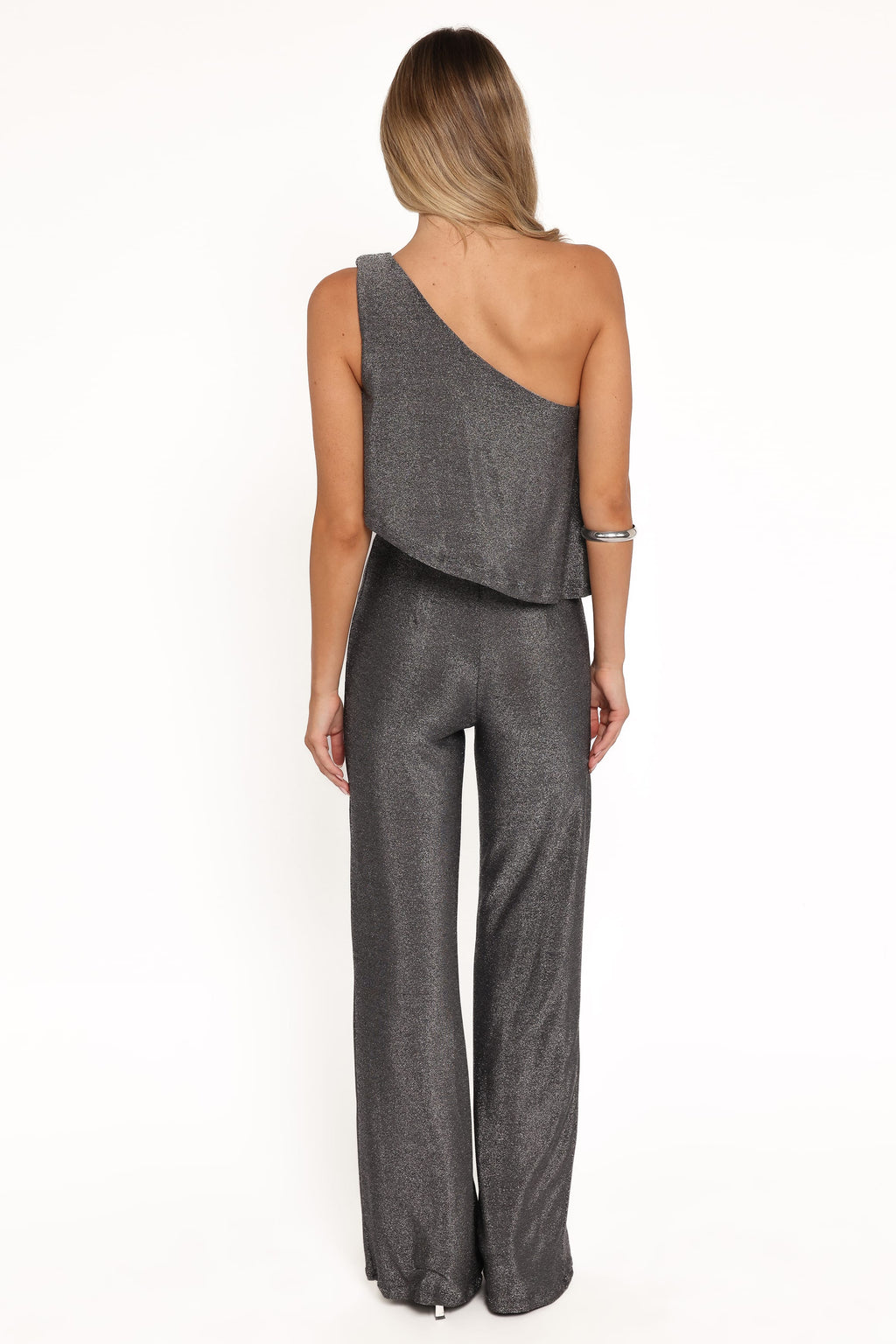 Anna Black Silver One Shoulder Lurex Jumpsuit - view 4