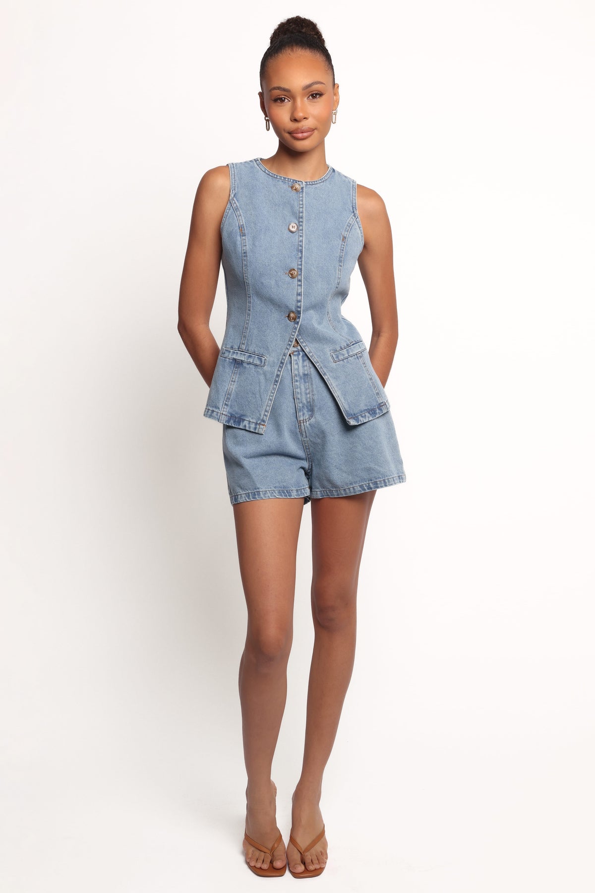 Almana Medium Blue Denim Short Set - view 5