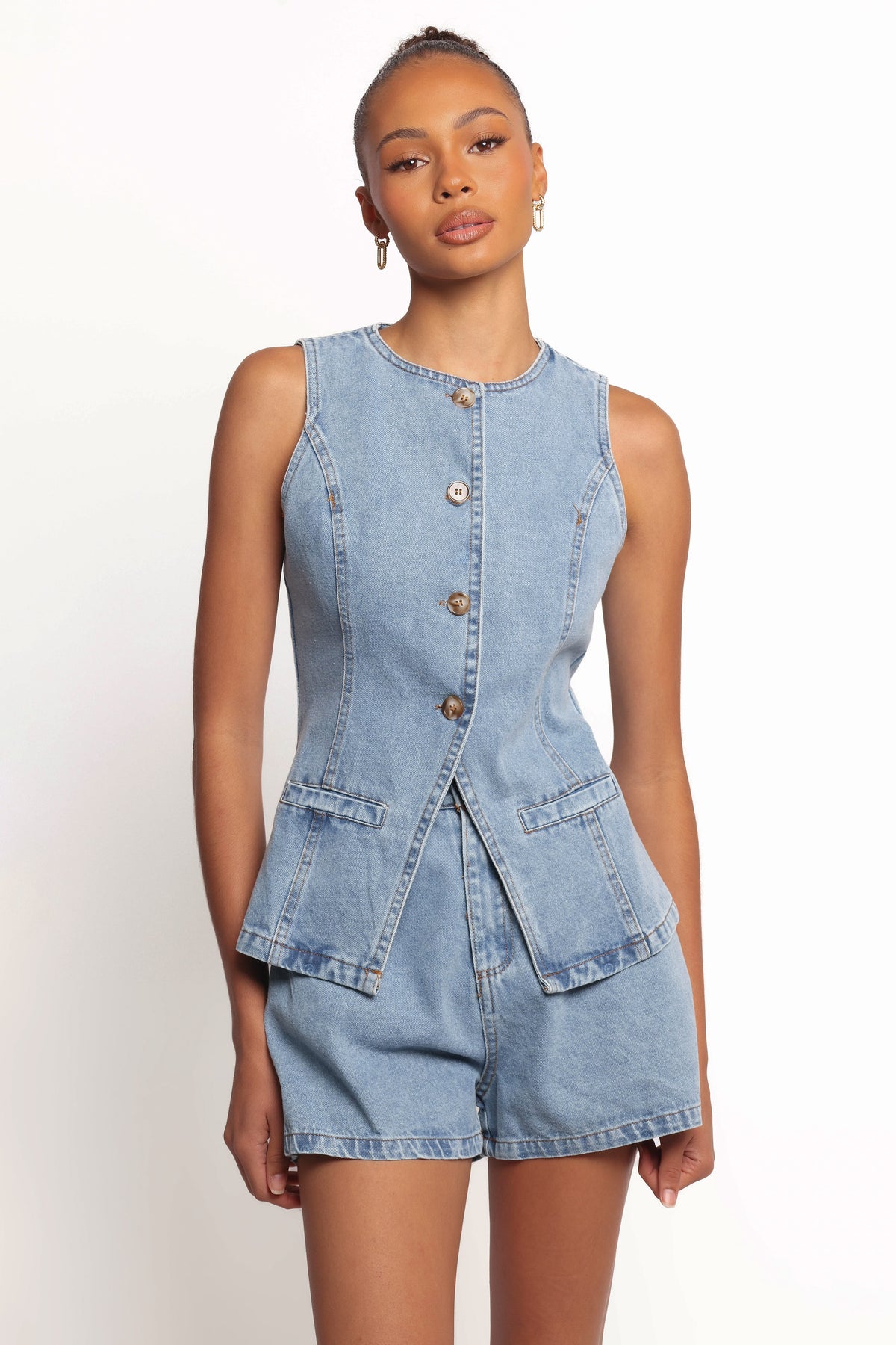 Almana Medium Blue Denim Short Set - view 1