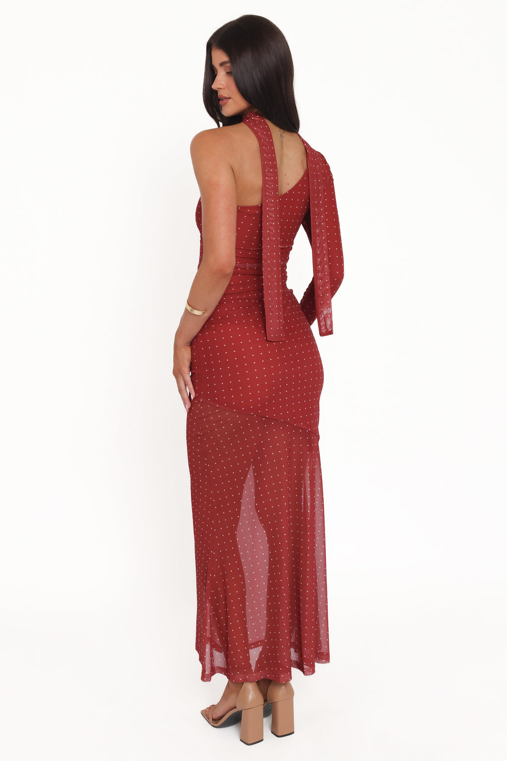 Hollie Red Polka Dot Mesh Skirt Set - view 5