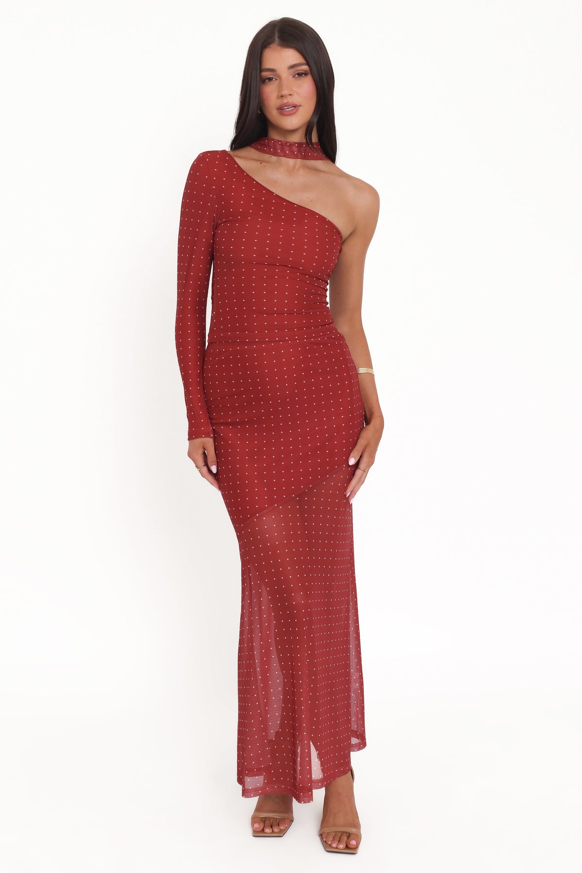 Hollie Red Polka Dot Mesh Skirt Set - view 2