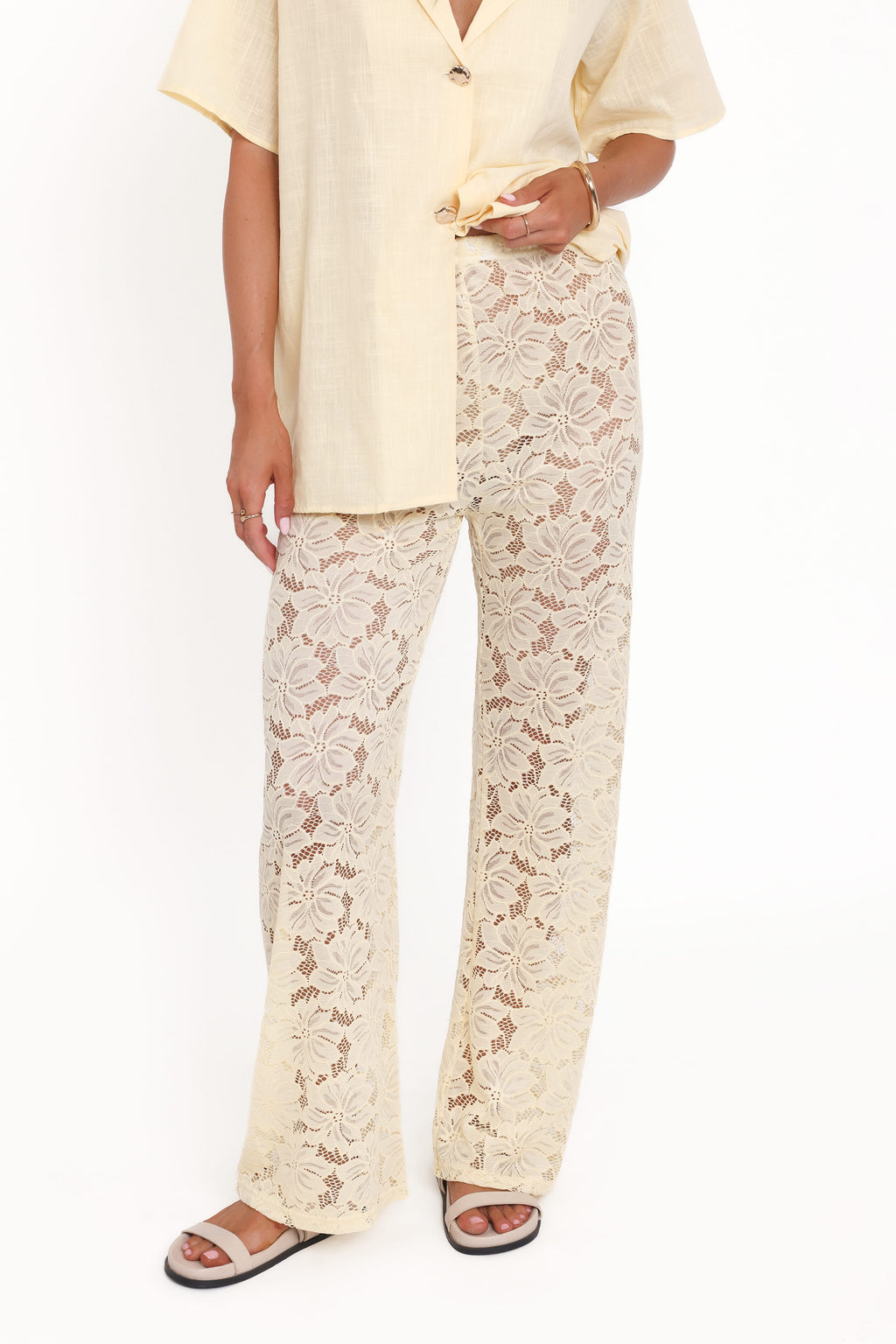 Mindy Yellow Lace Pant Set - view 6